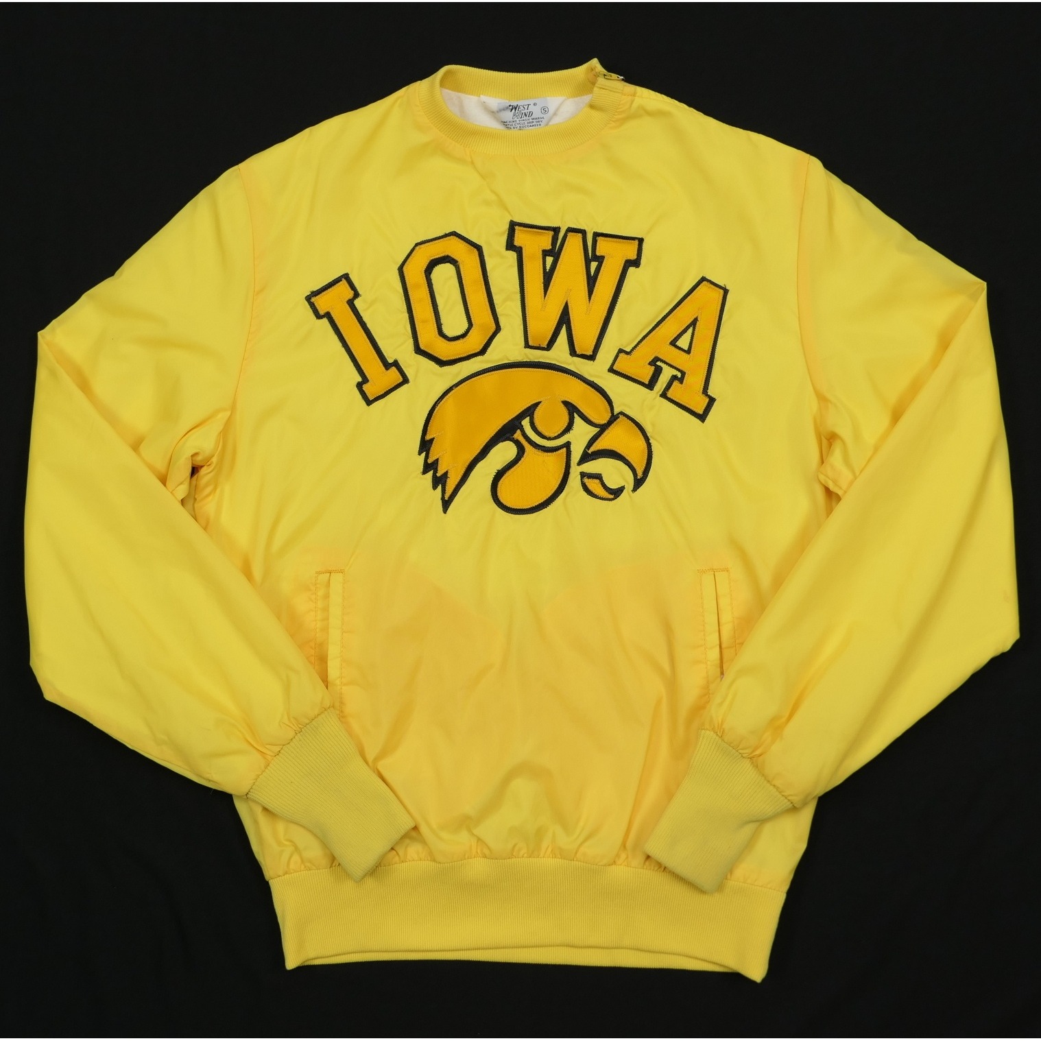 Vtg Iowa Hawkeyes Windbreaker Pullover (S) Ncaa Fleece Lined 80s West Wind Usa